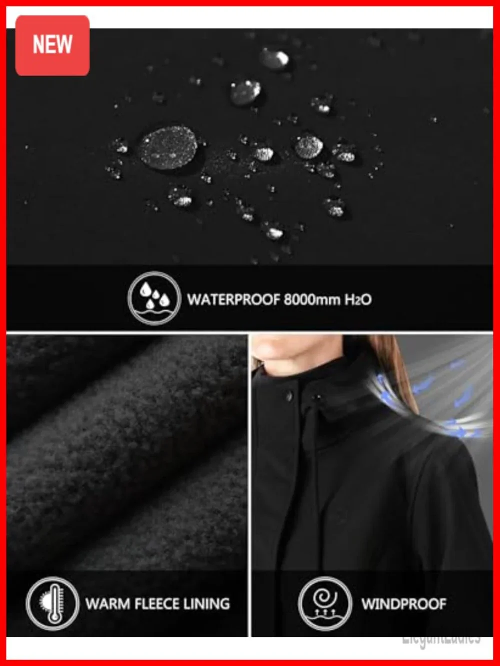 Waterproof Fleece Lined Softshell Rain Jacket Windbreaker Long Coat Women's